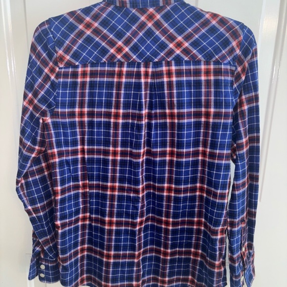 J.Crew Boy Fit Plaid Flannel Shirt Women’s XS Red Blue Long Sleeve Button Down - Picture 4 of 4